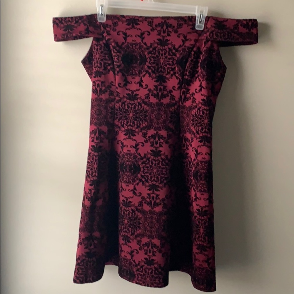 Maroon and Black off the shoulder dress